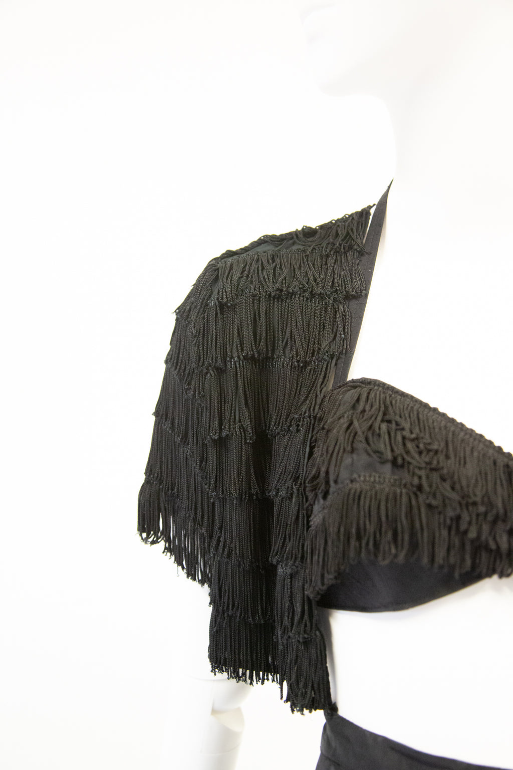 Vintage 1950s Black Fringed Bikini Top Set