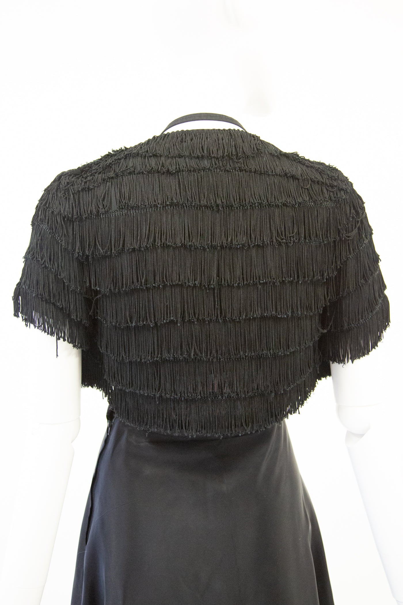 Vintage 1950s Black Fringed Bikini Top Set