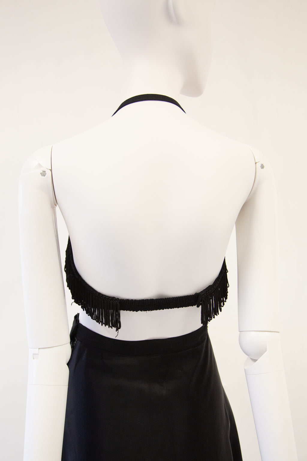 Vintage 1950s Black Fringed Bikini Top Set
