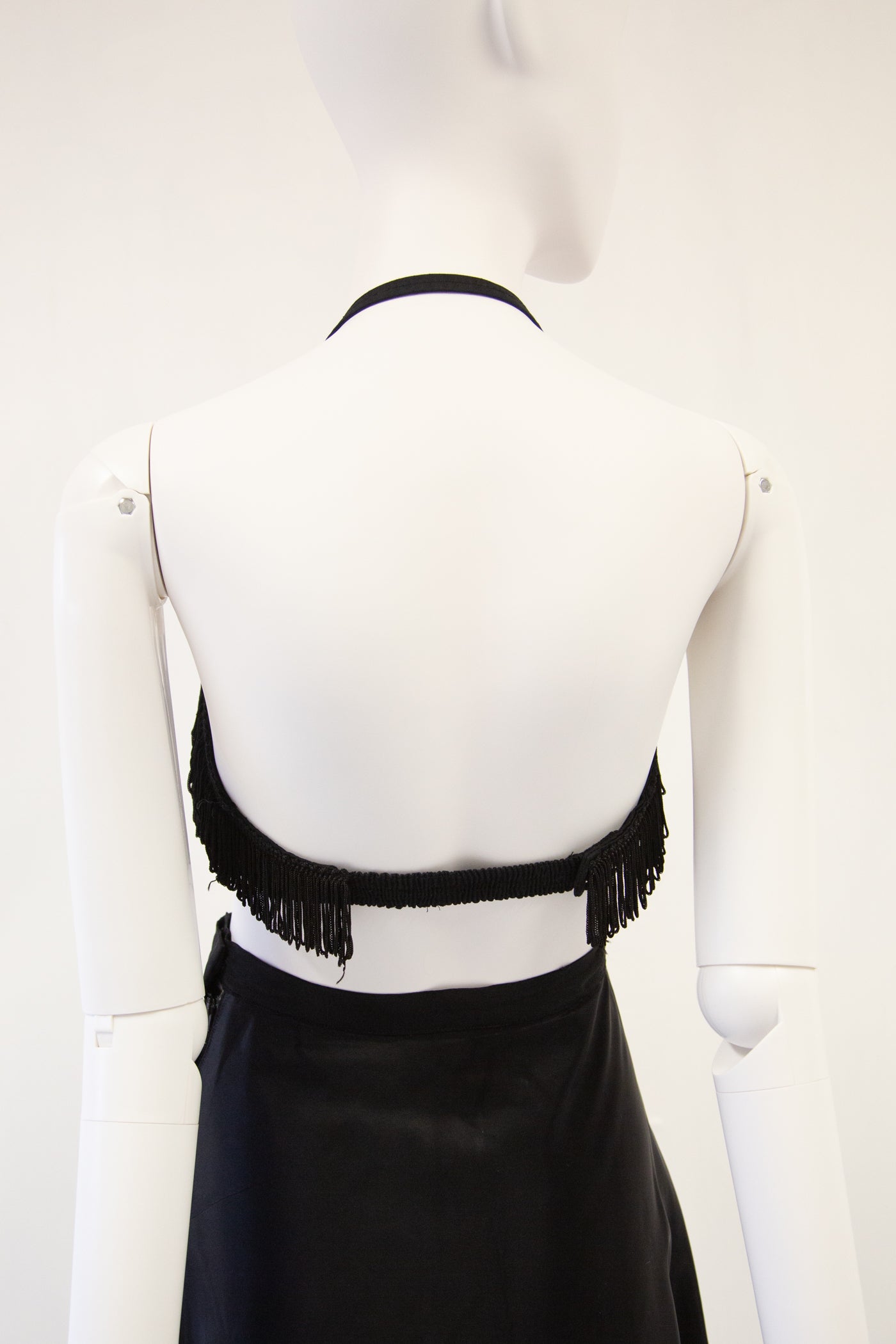 Vintage 1950s Black Fringed Bikini Top Set