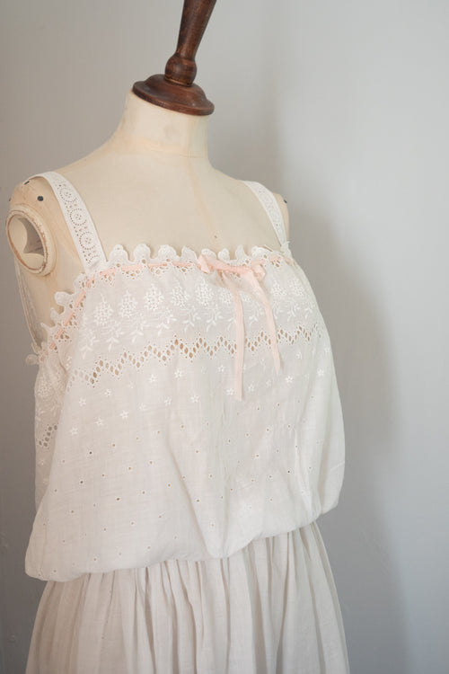 Antique Vintage White Embroidered Camisole Top