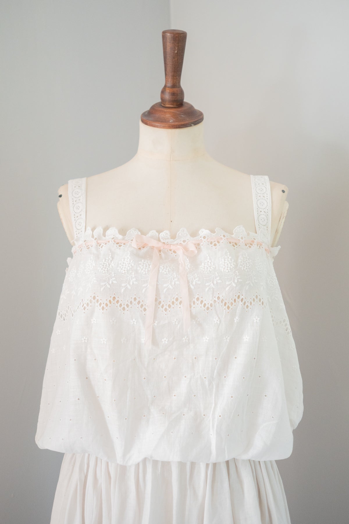 Antique Vintage White Embroidered Camisole Top
