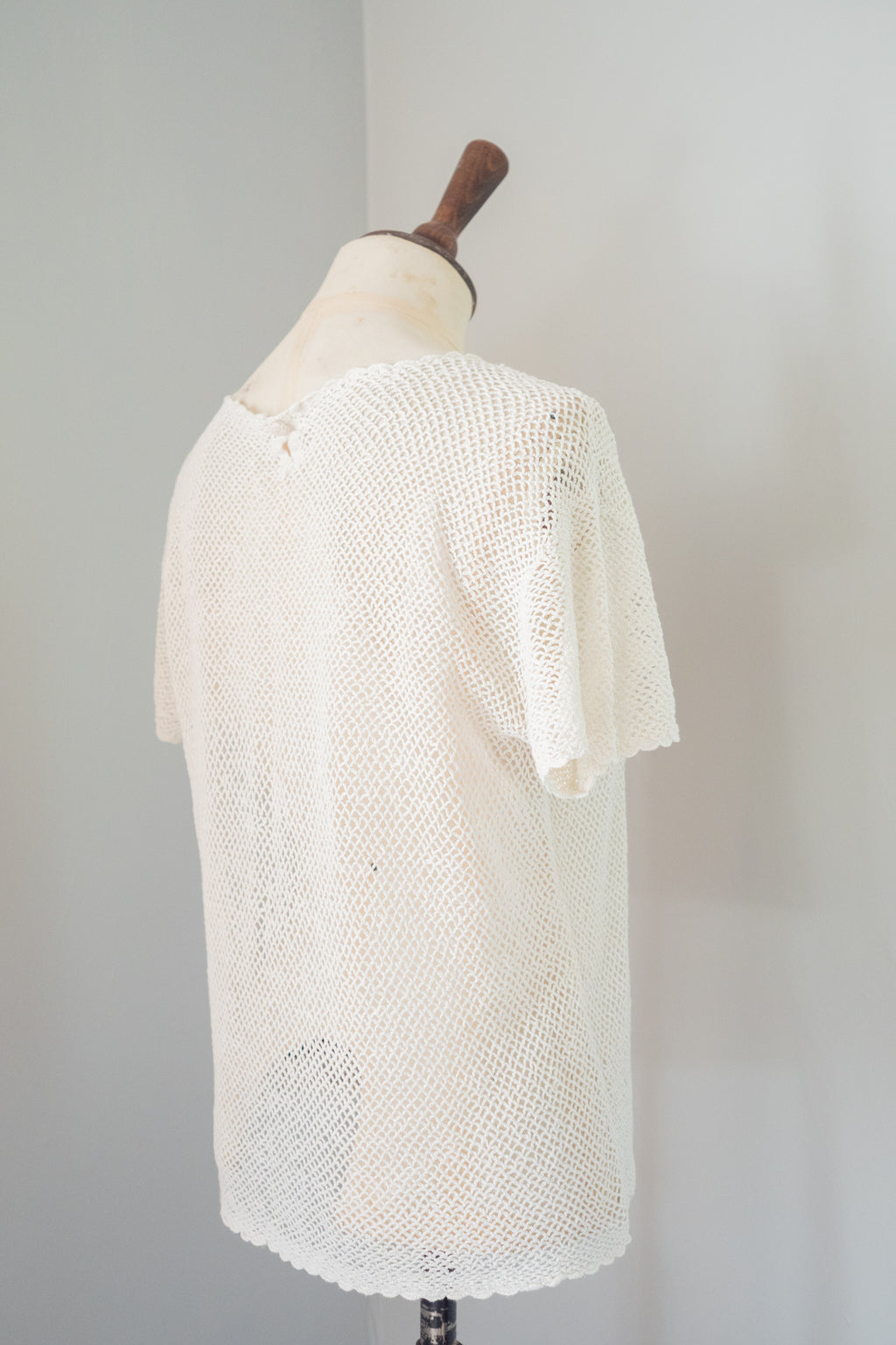 Vintage 1970s White Crotchet T Shirt