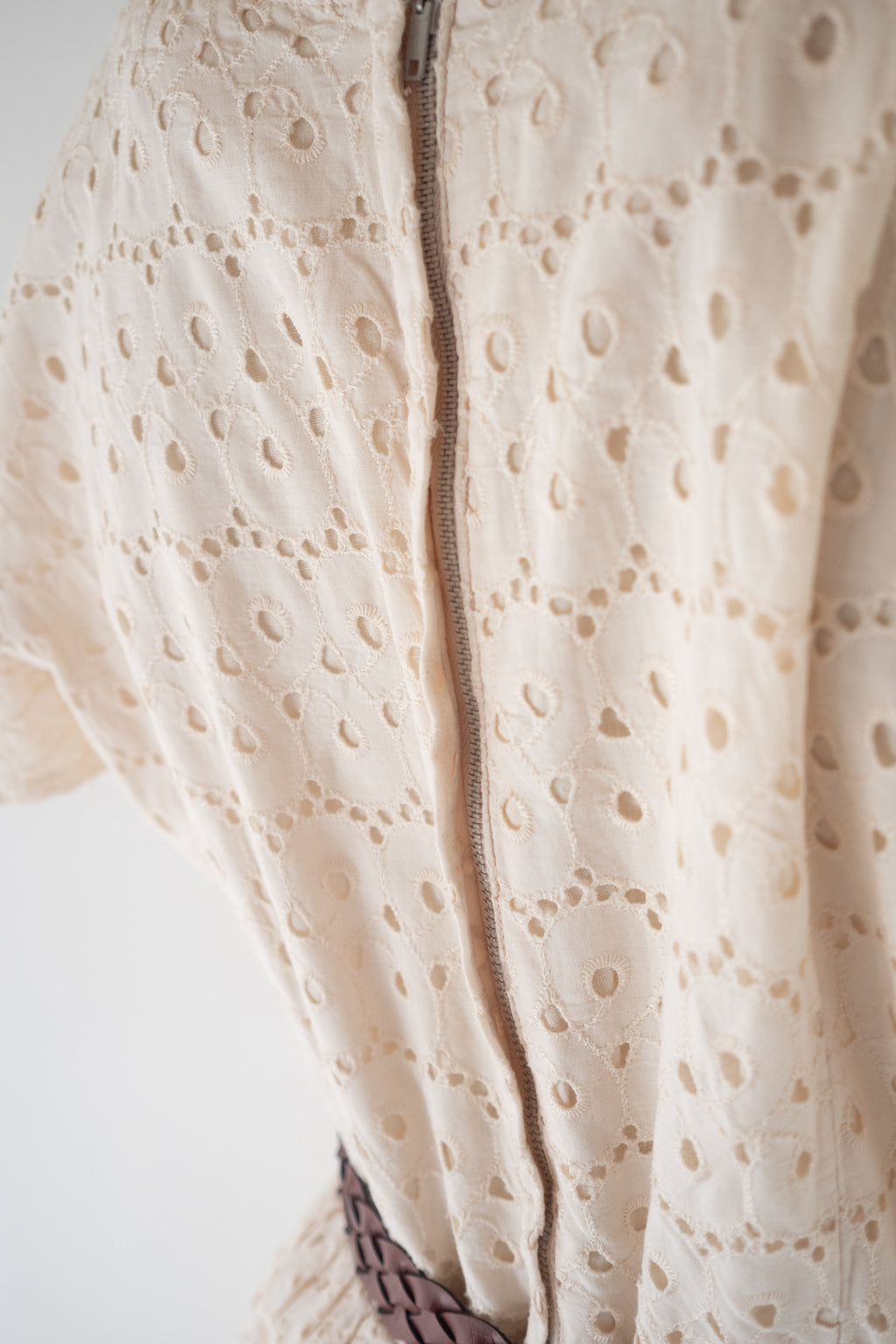 Vintage 1950s Cream Broderie Anglaise Dress