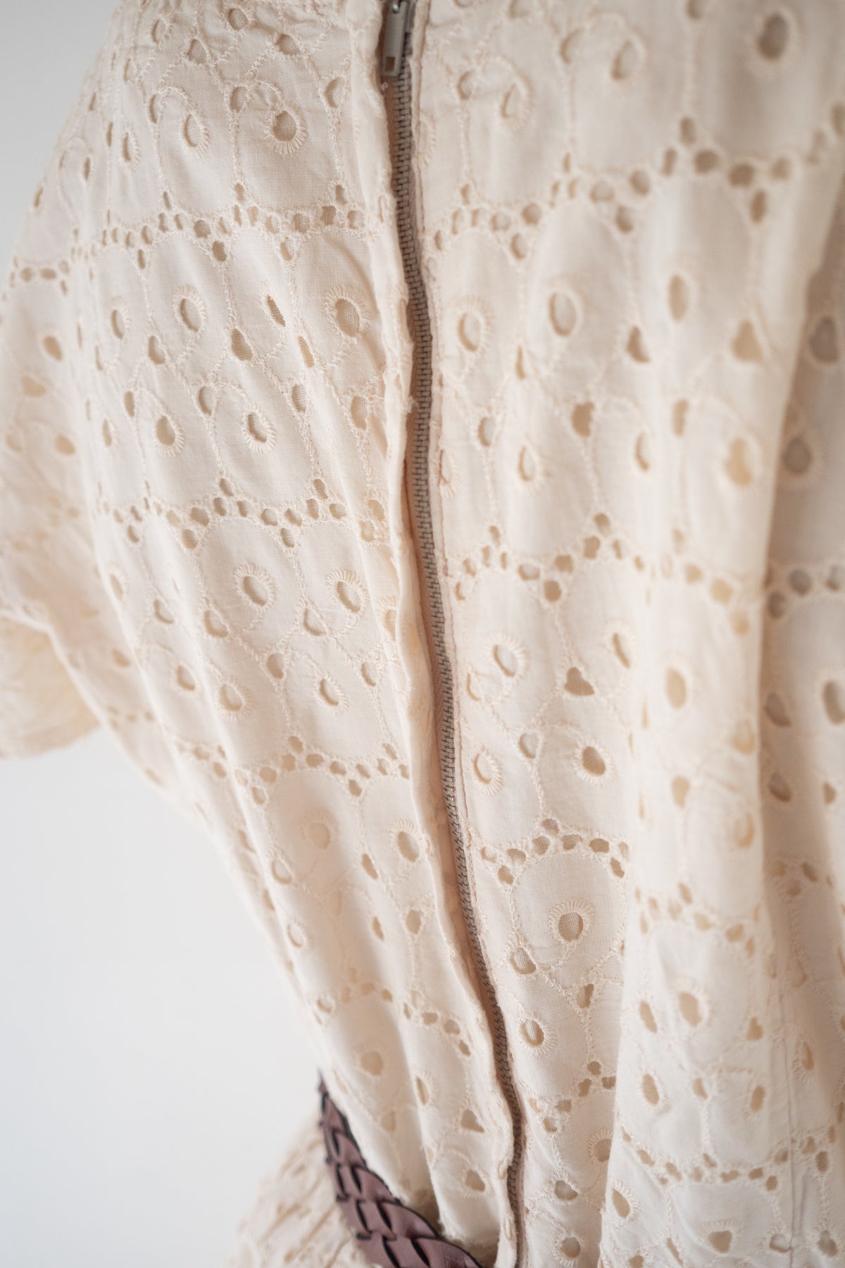 Vintage 1950s Cream Broderie Anglaise Dress