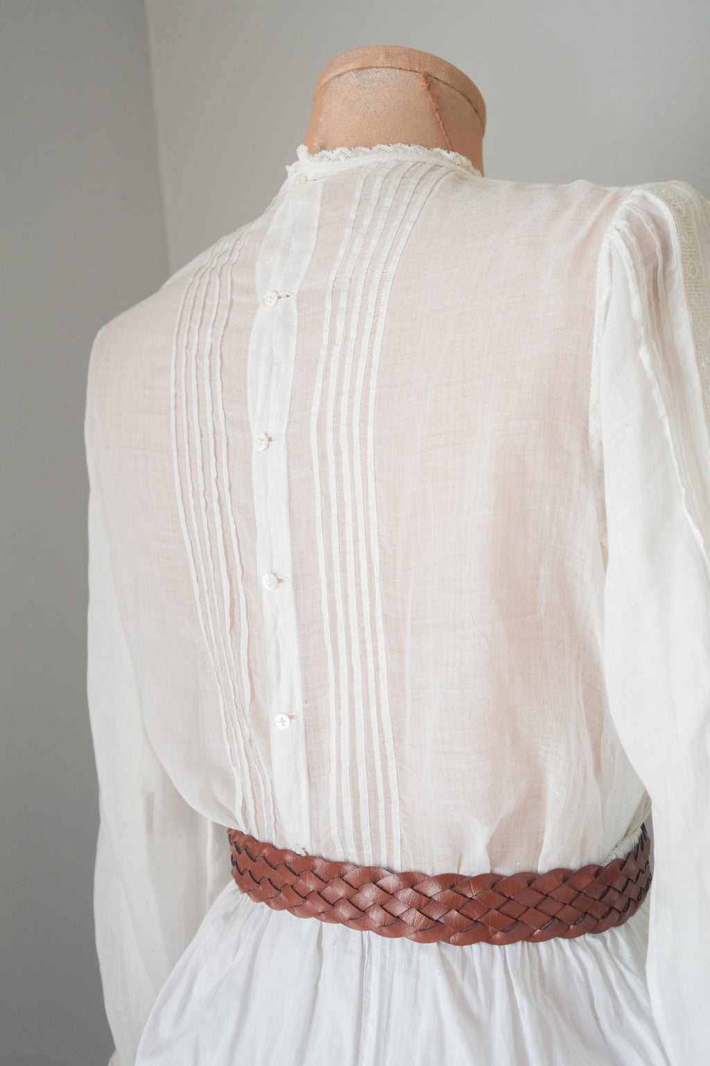 Vintage 1920s Embroidered White Cotton Blouse