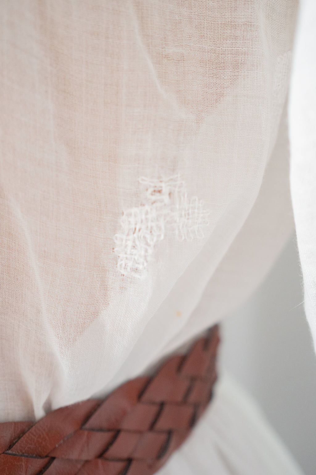 Vintage 1920s Embroidered White Cotton Blouse