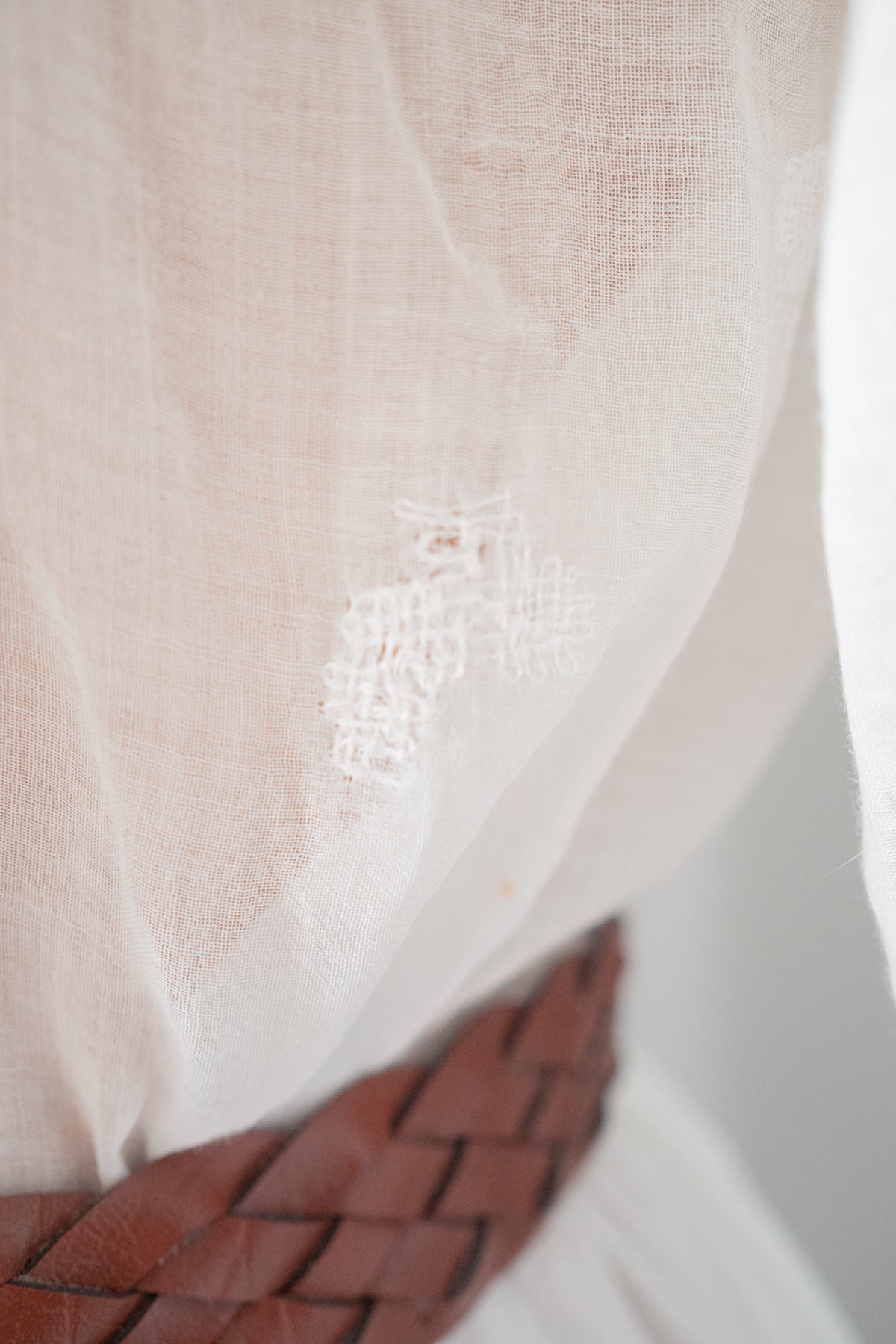 Vintage 1920s Embroidered White Cotton Blouse