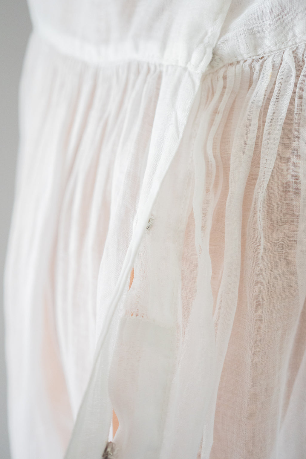 Antique Edwardian 1910s White Cotton Muslin Dress