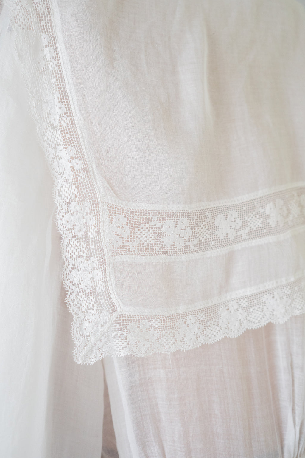 Antique Edwardian 1910s White Cotton Muslin Dress