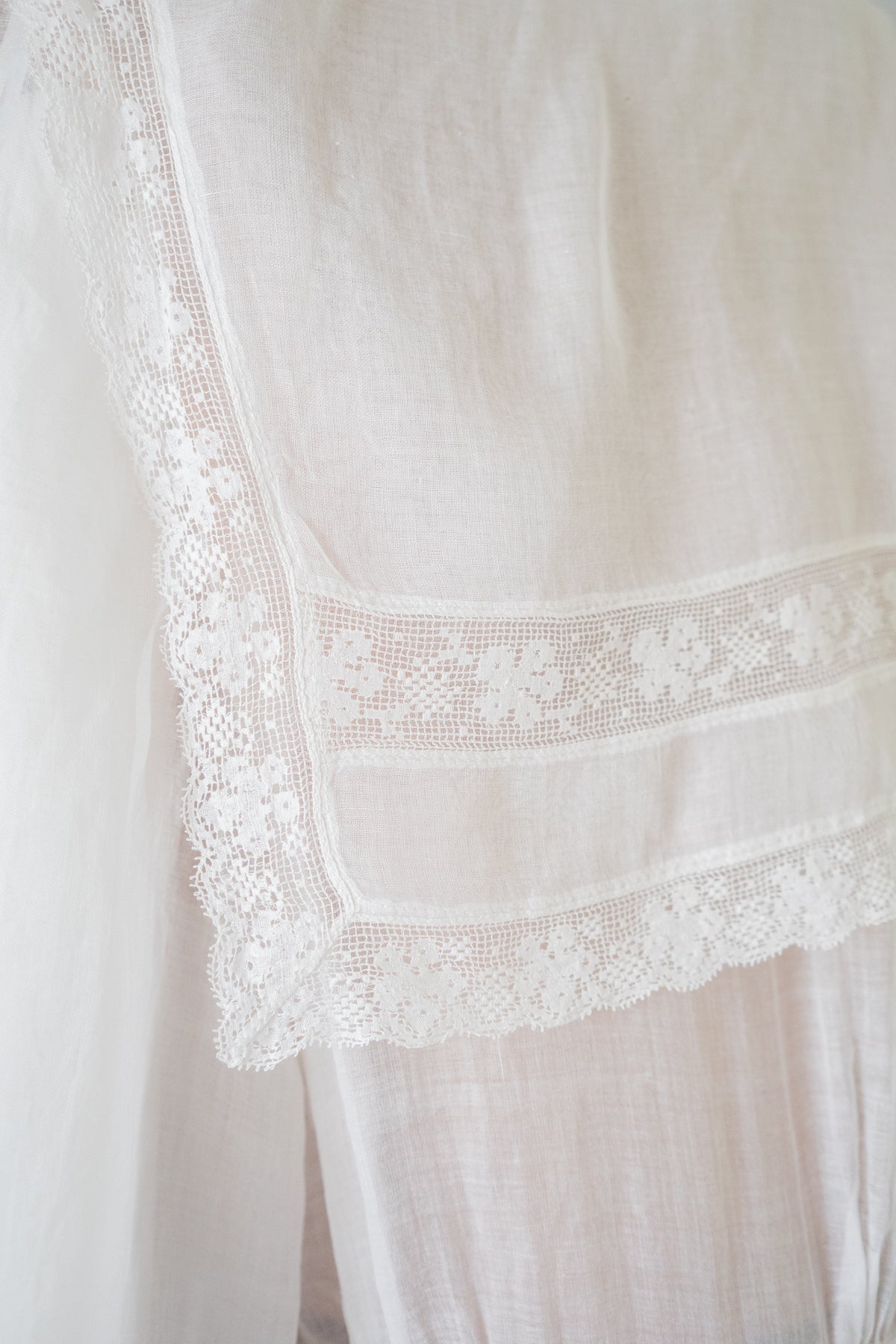 Antique Edwardian 1910s White Cotton Muslin Dress