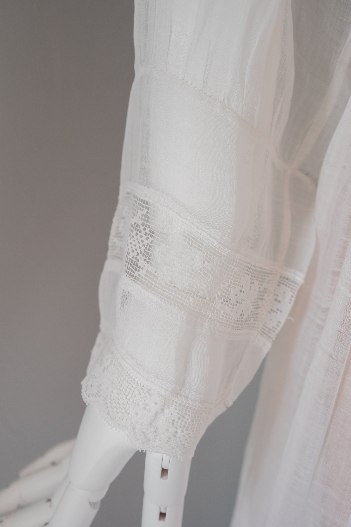 Antique Edwardian 1910s White Cotton Muslin Dress