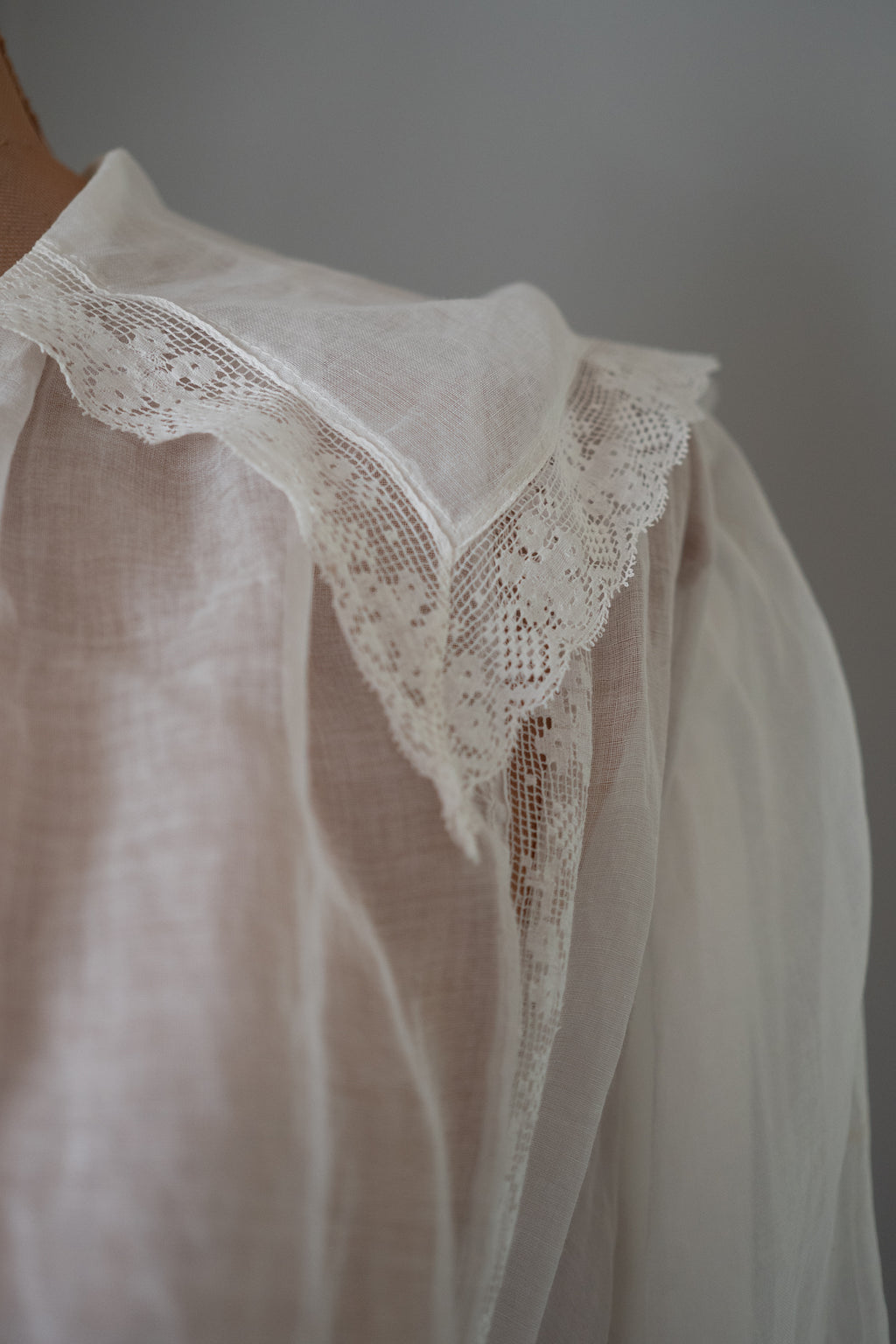Antique Edwardian 1910s White Cotton Muslin Dress
