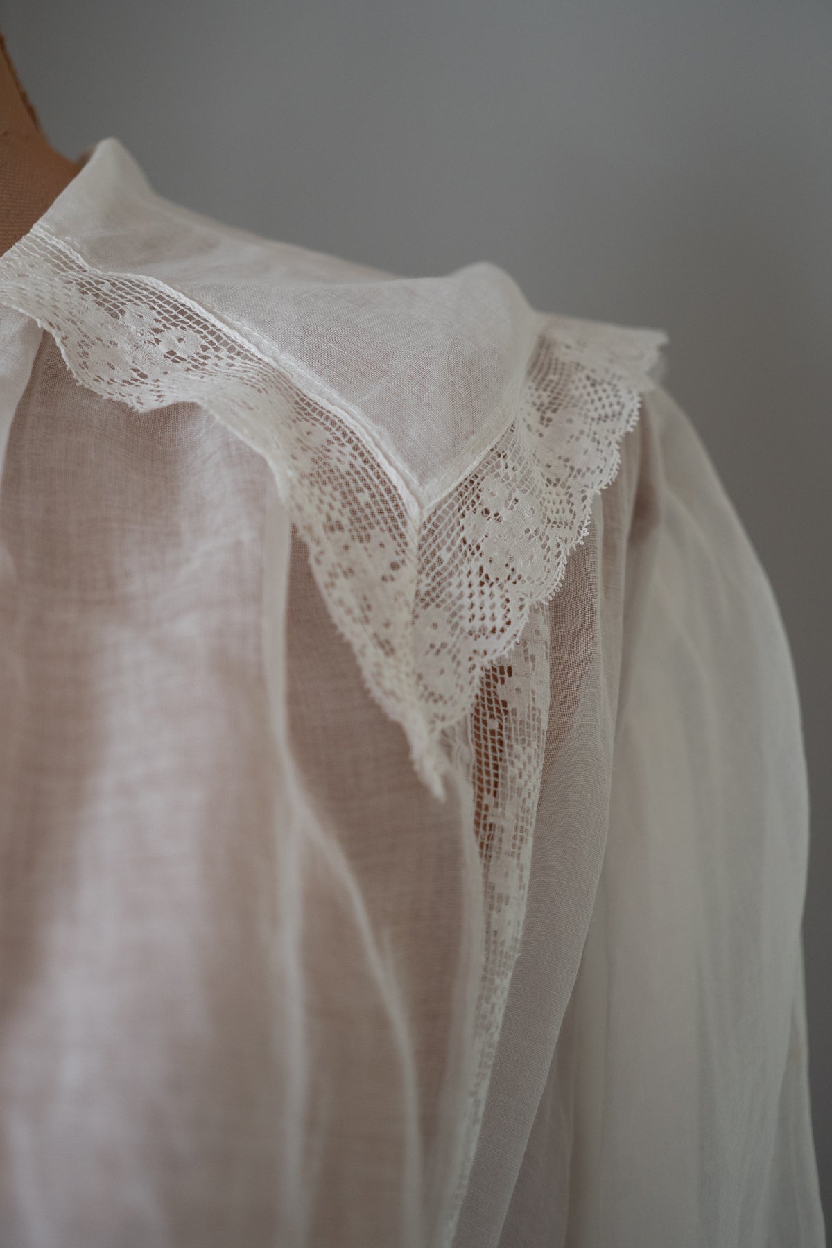 Antique Edwardian 1910s White Cotton Muslin Dress