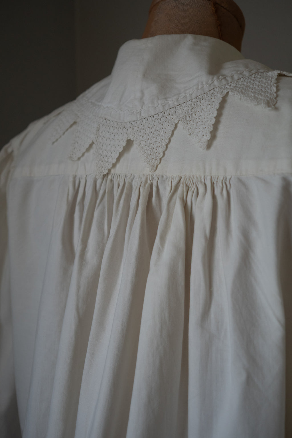 Antique 19th Century White Heavy Cotton Night Shirt