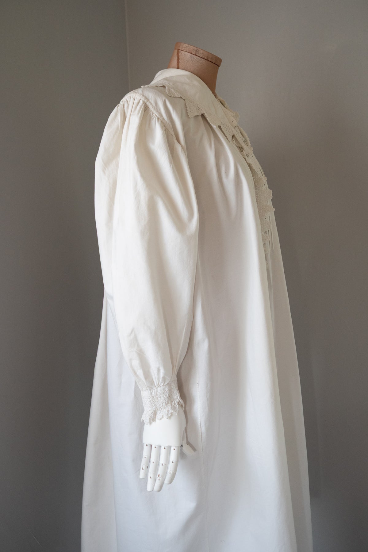 Antique 19th Century White Heavy Cotton Night Shirt