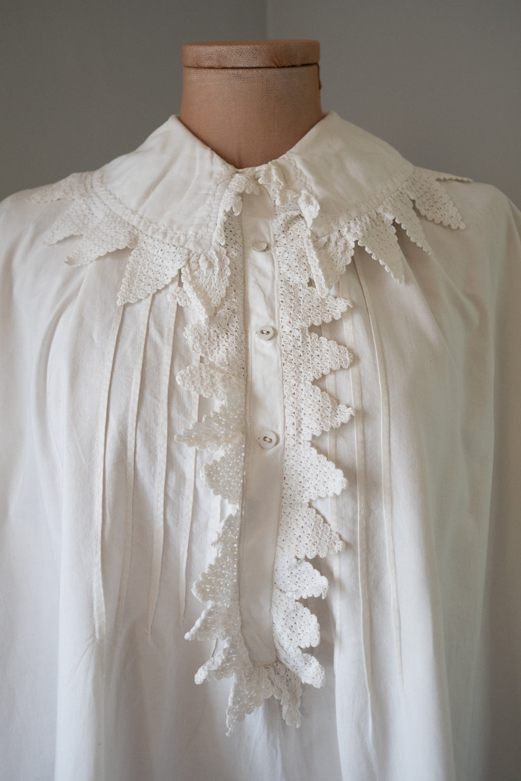 Antique 19th Century White Heavy Cotton Night Shirt