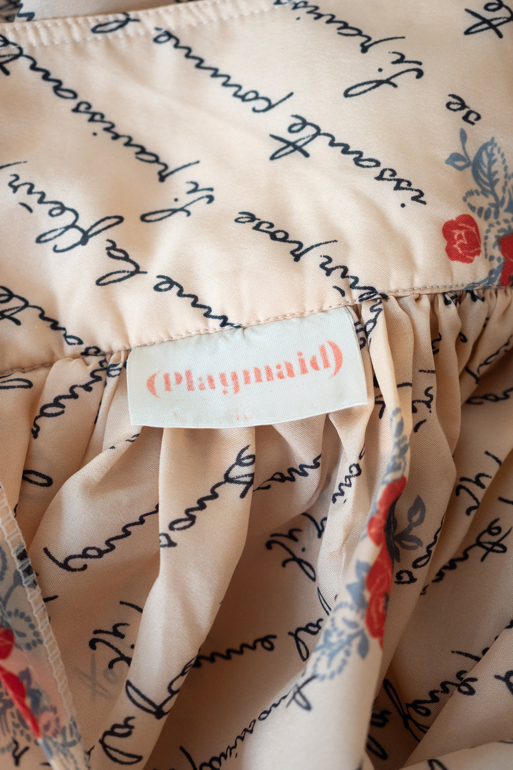 Vintage 1970s Writing Print Playmaid Maxi Skirt