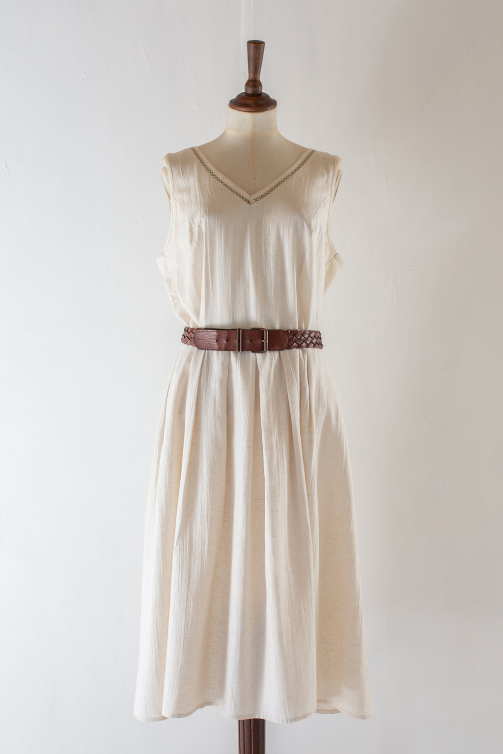 Vintage 1990s Ecru Linen Day Dress