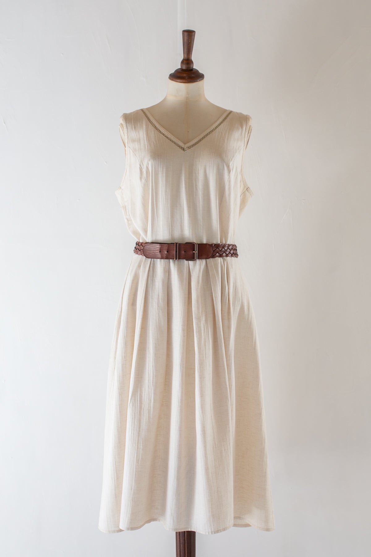 Vintage 1990s Ecru Linen Day Dress