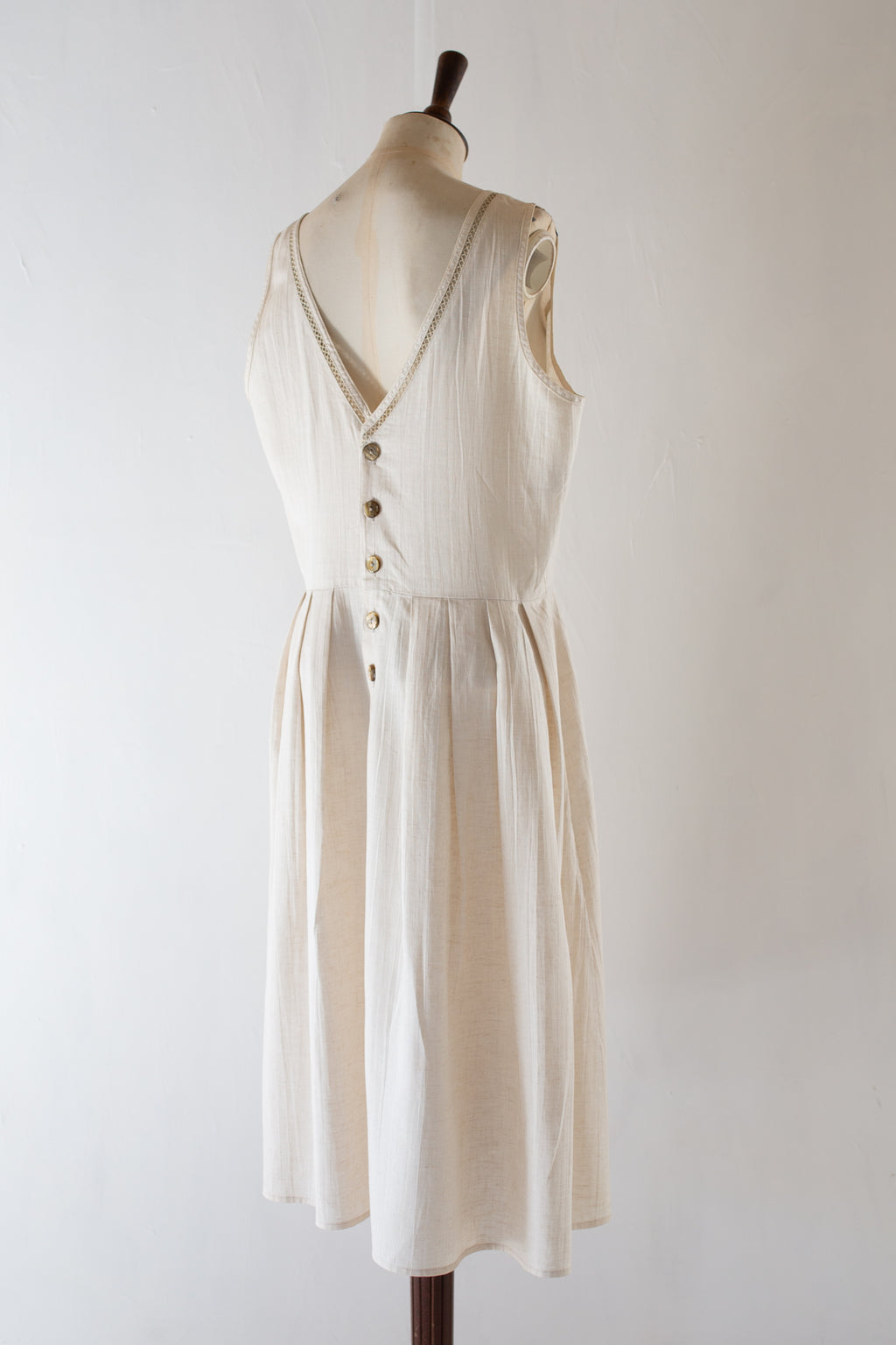 Vintage 1990s Ecru Linen Day Dress