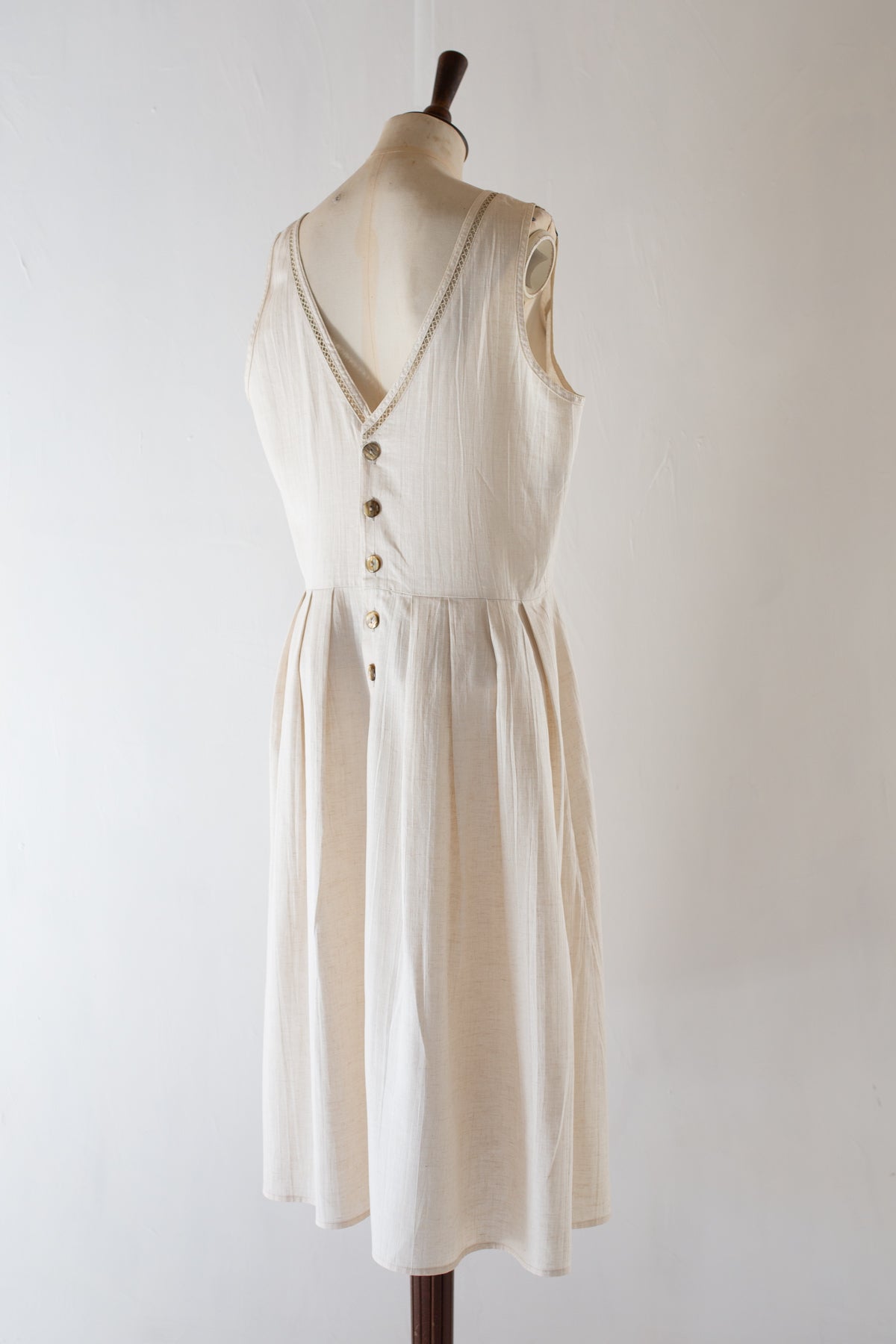 Vintage 1990s Ecru Linen Day Dress