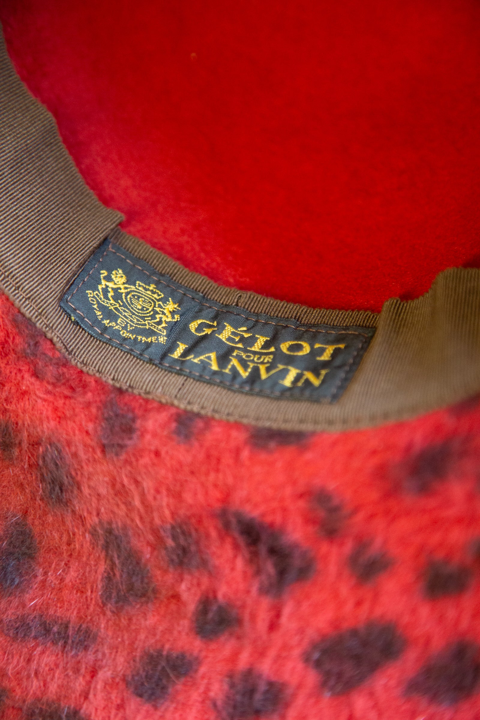 Vintage 1970s Red Leopard Lanvin Hat