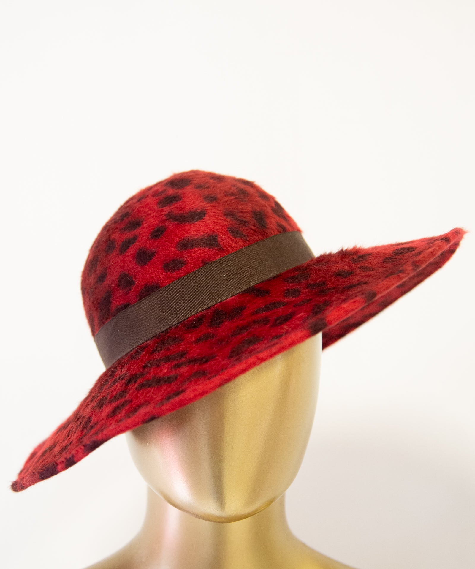 Vintage 1970s Red Leopard Lanvin Hat