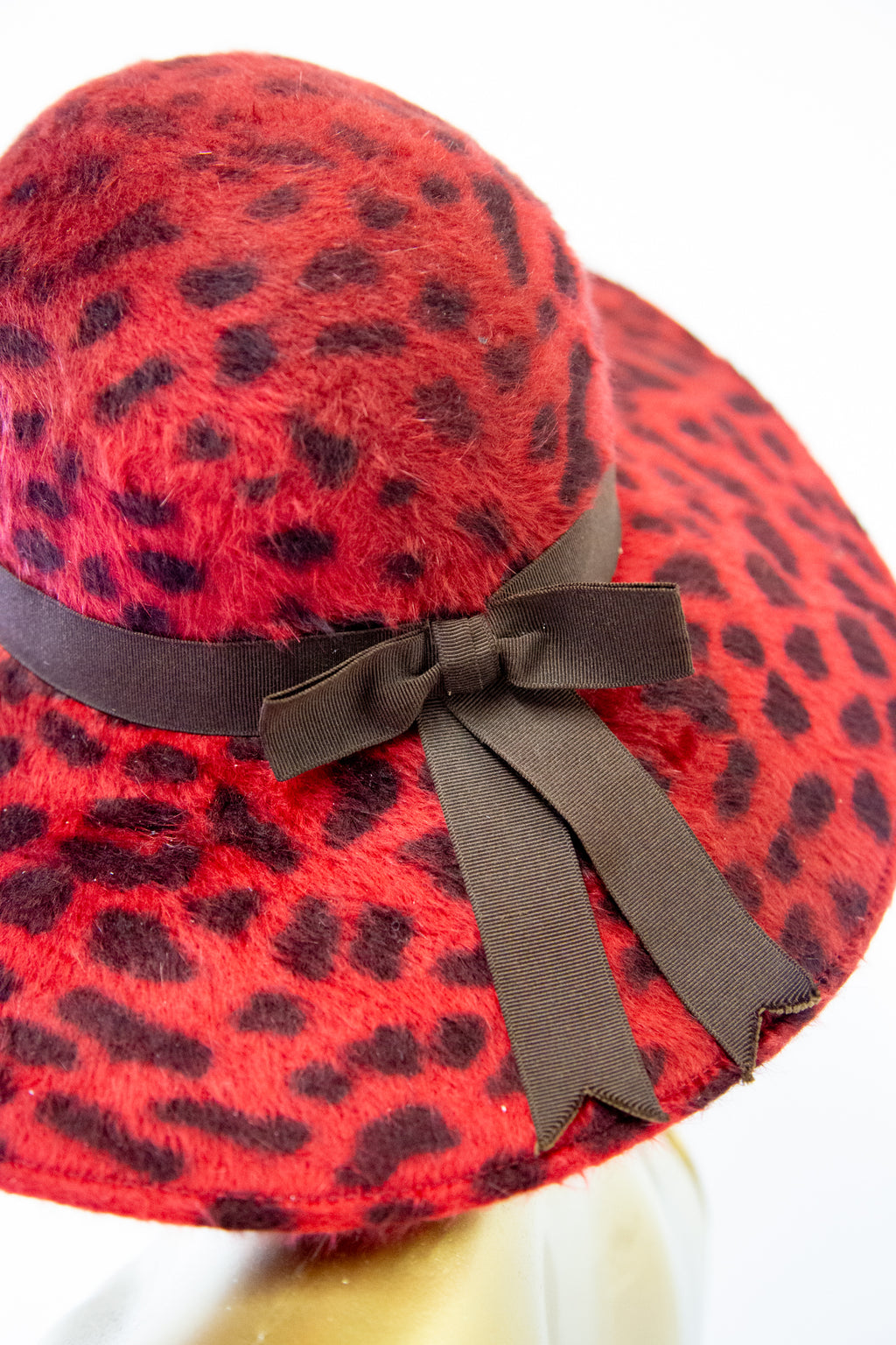 Vintage 1970s Red Leopard Lanvin Hat