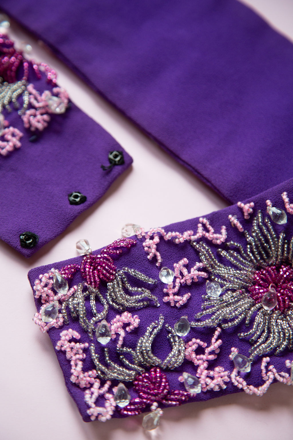 Vintage 1960s Purple Beaded Cinch Belt