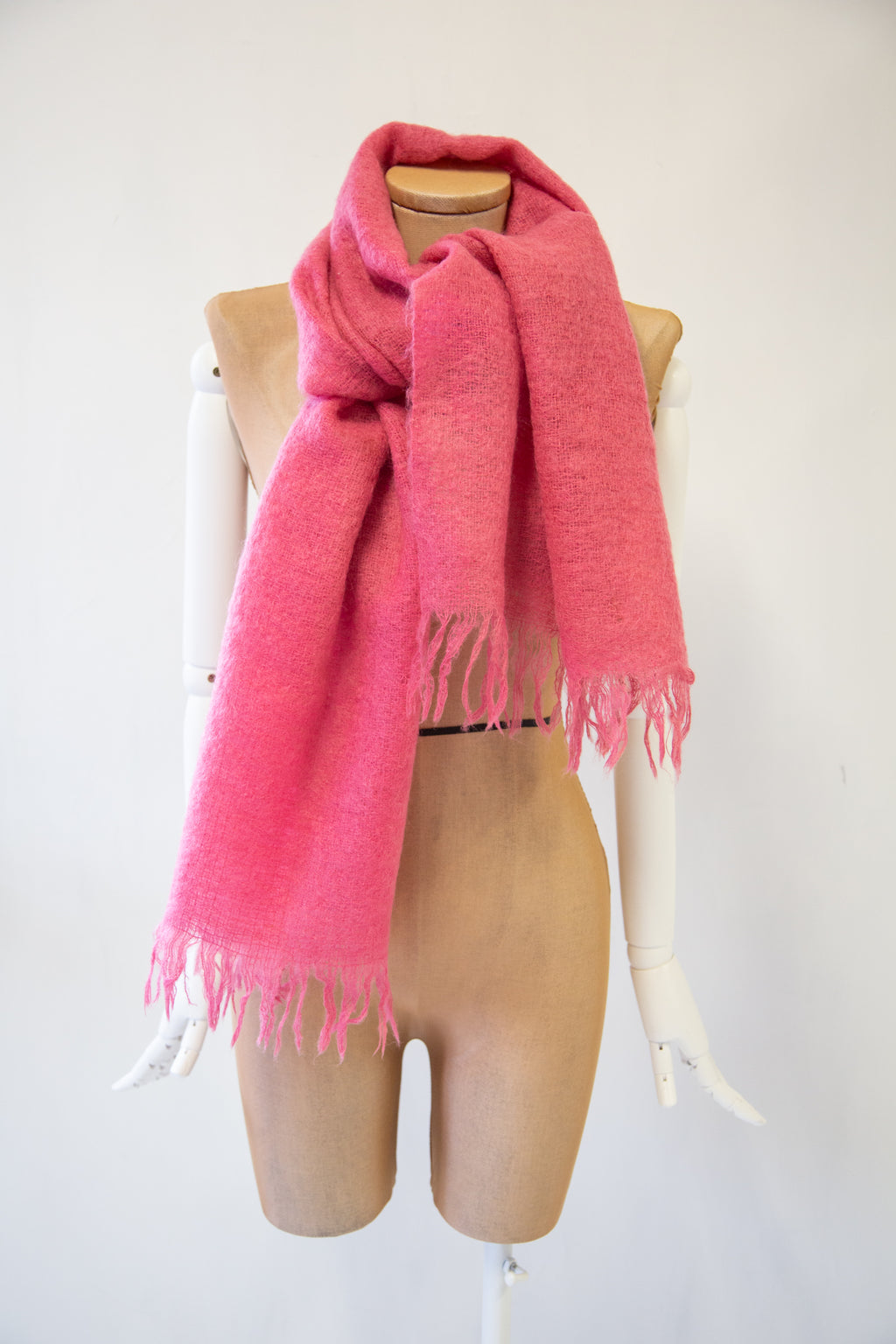 Vintage Hot Pink Large Mohair Scarf