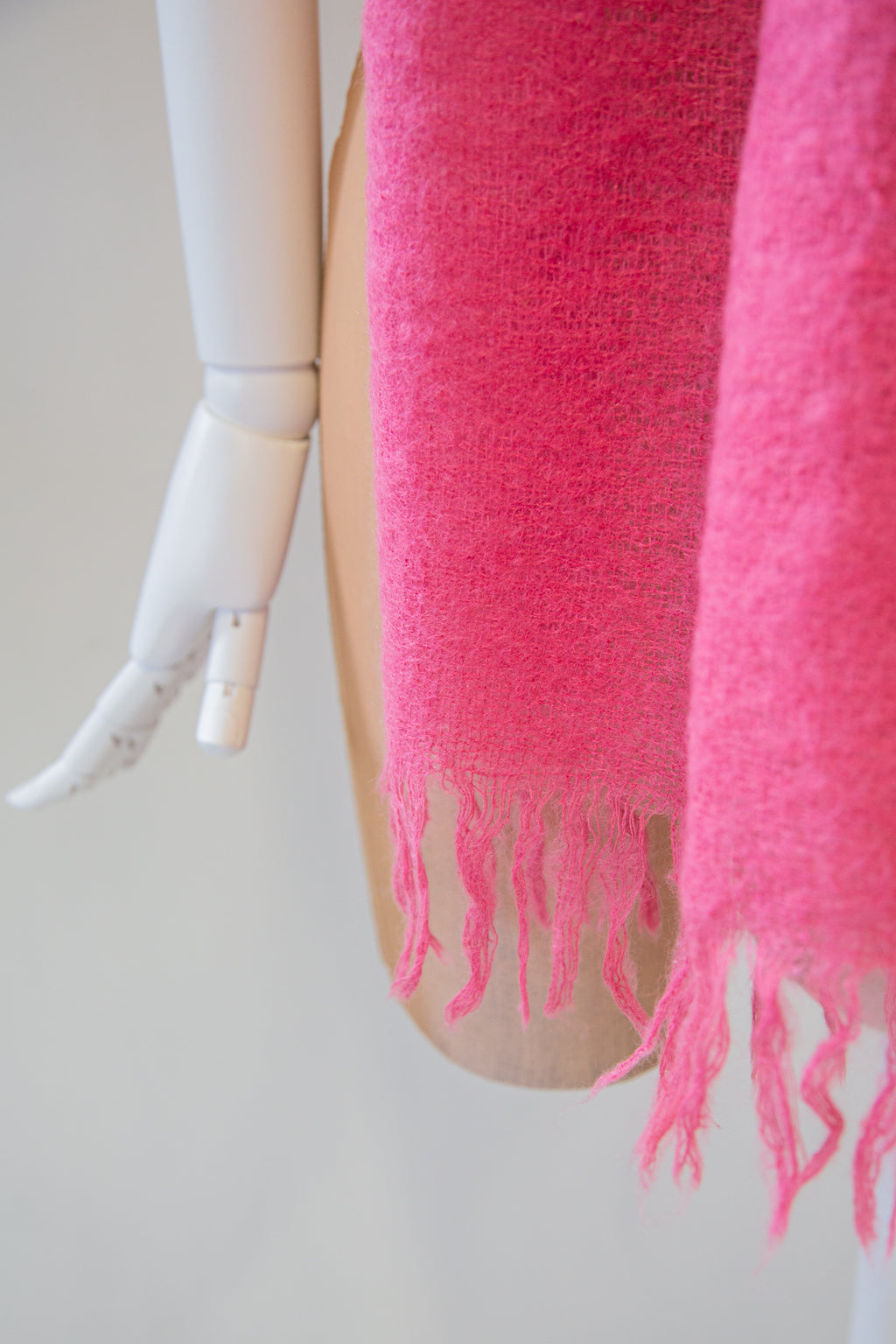 Vintage Hot Pink Large Mohair Scarf