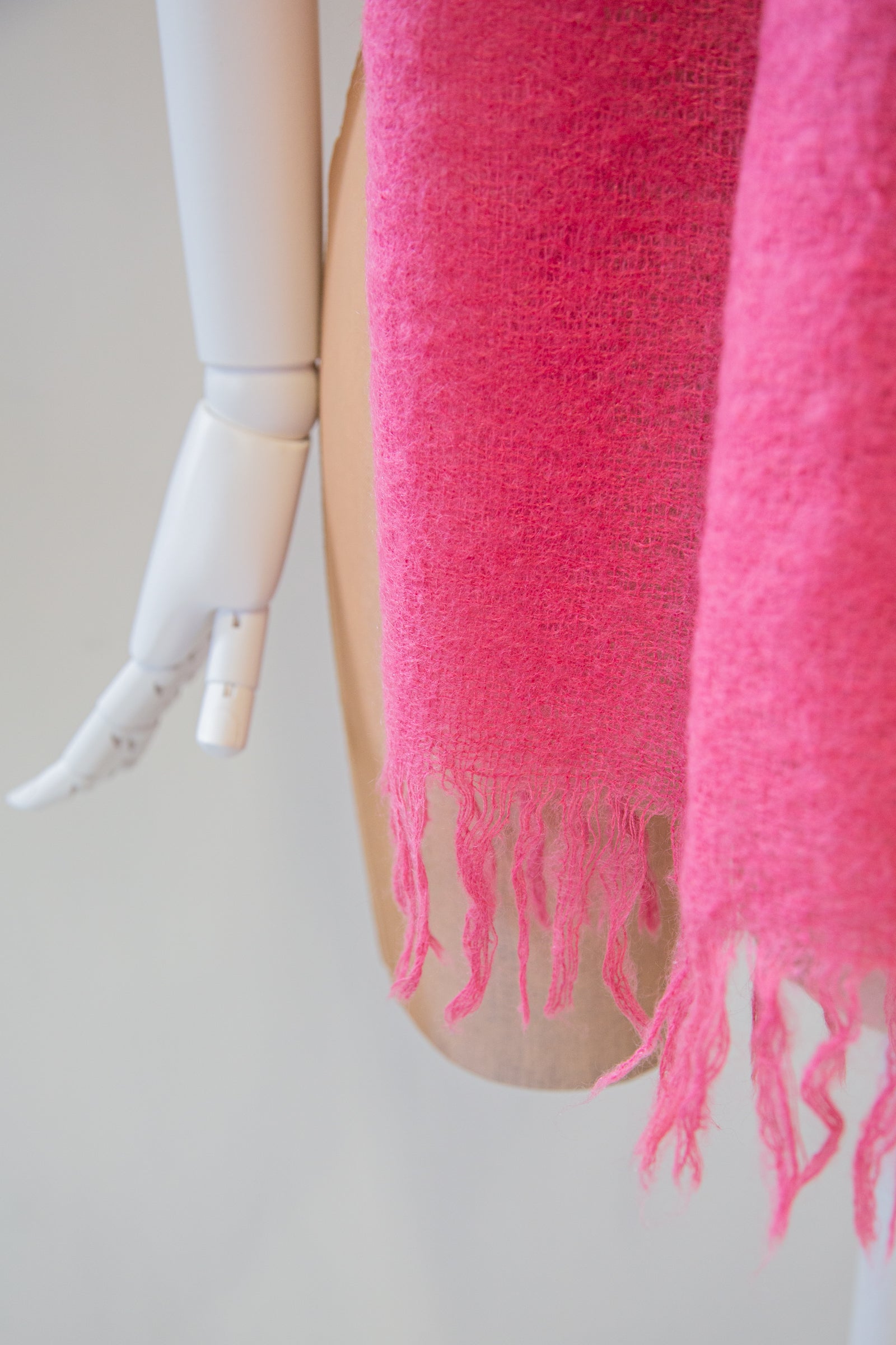 Vintage Hot Pink Large Mohair Scarf