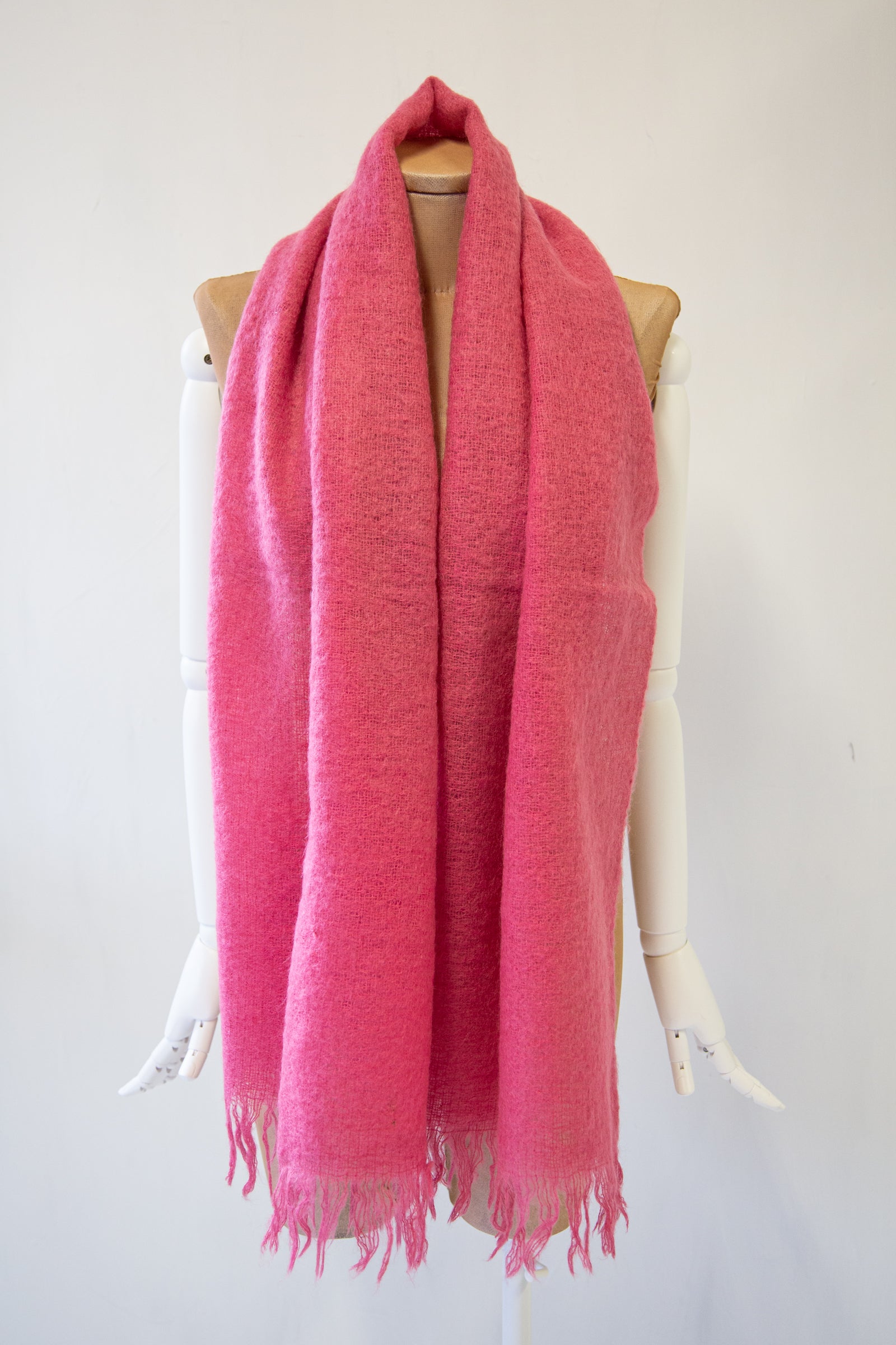 Vintage Hot Pink Large Mohair Scarf