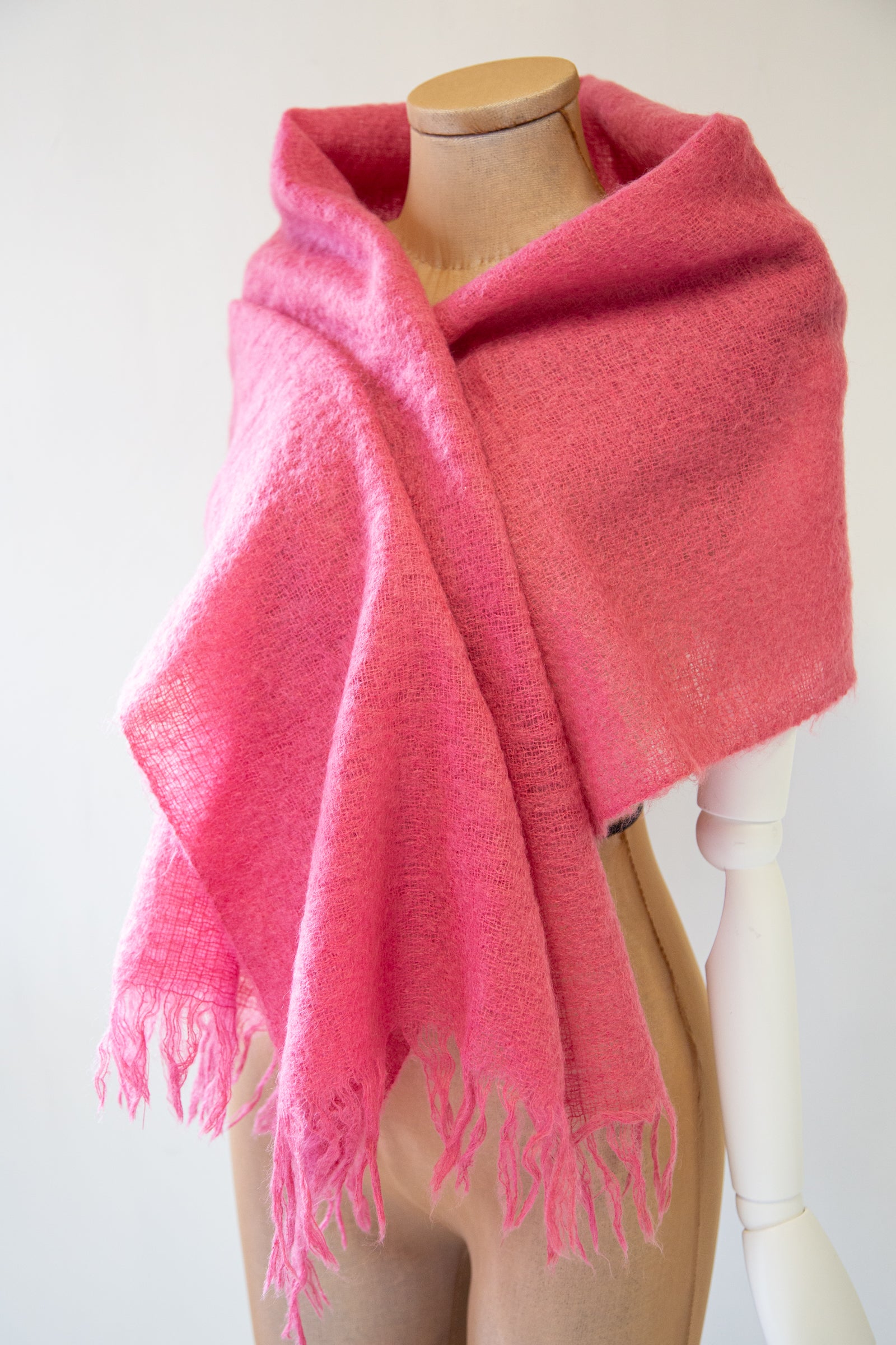 Vintage Hot Pink Large Mohair Scarf