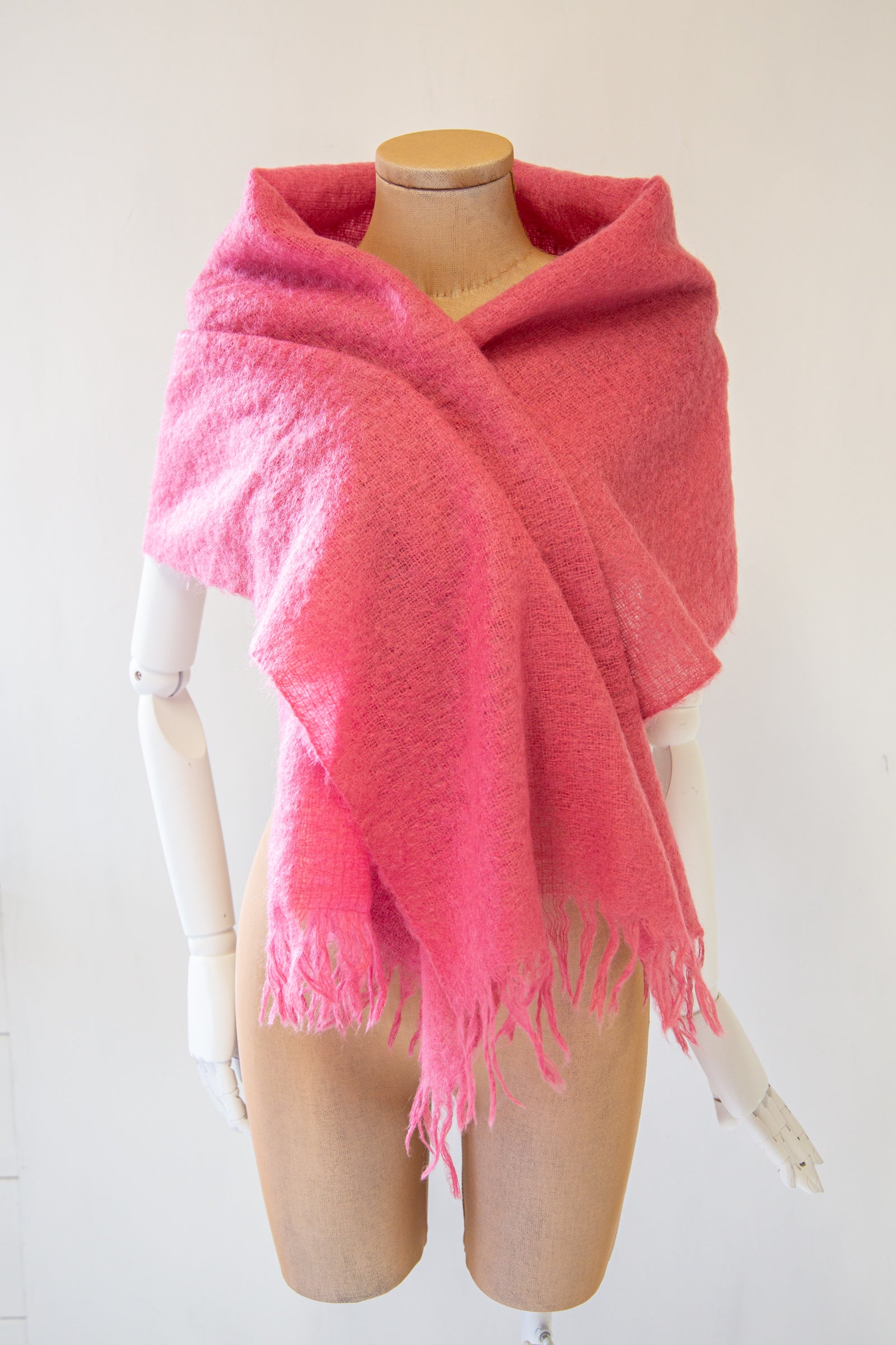 Vintage Hot Pink Large Mohair Scarf