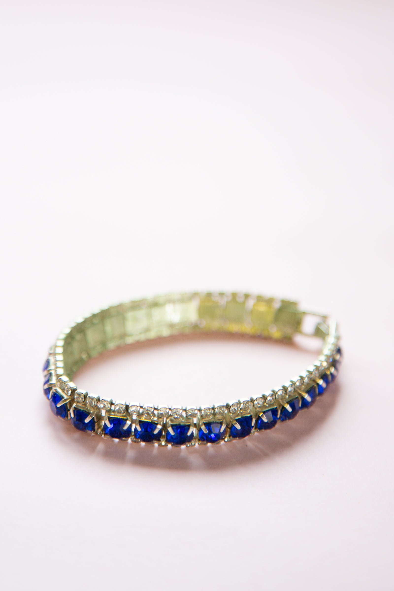 Vintage 1960s Blue Rhinestone Tennis Bracelet