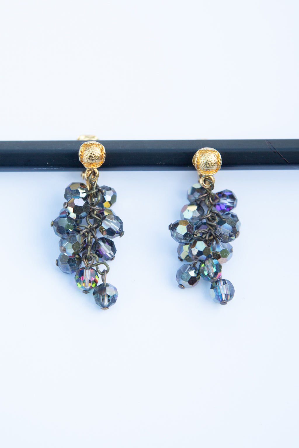 Vintage 1970s Dark Crystal 'bunch of Grapes' Earrings
