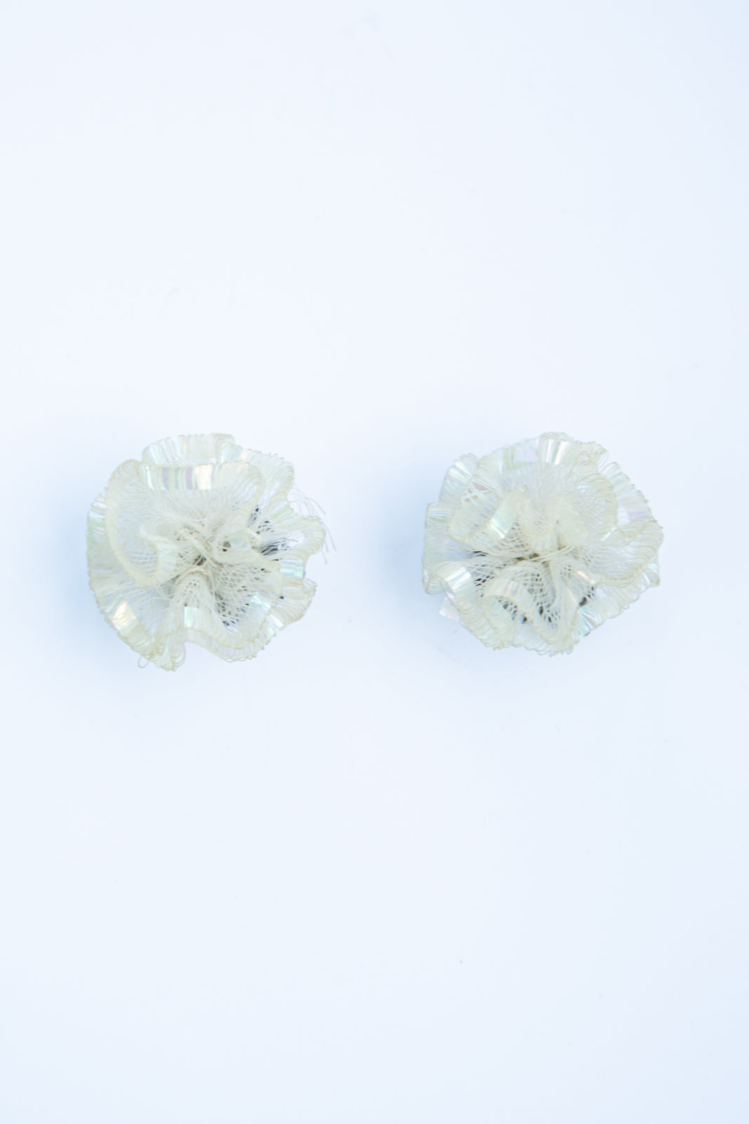 vintage 1940s early plastic iridescent clip on earrings 