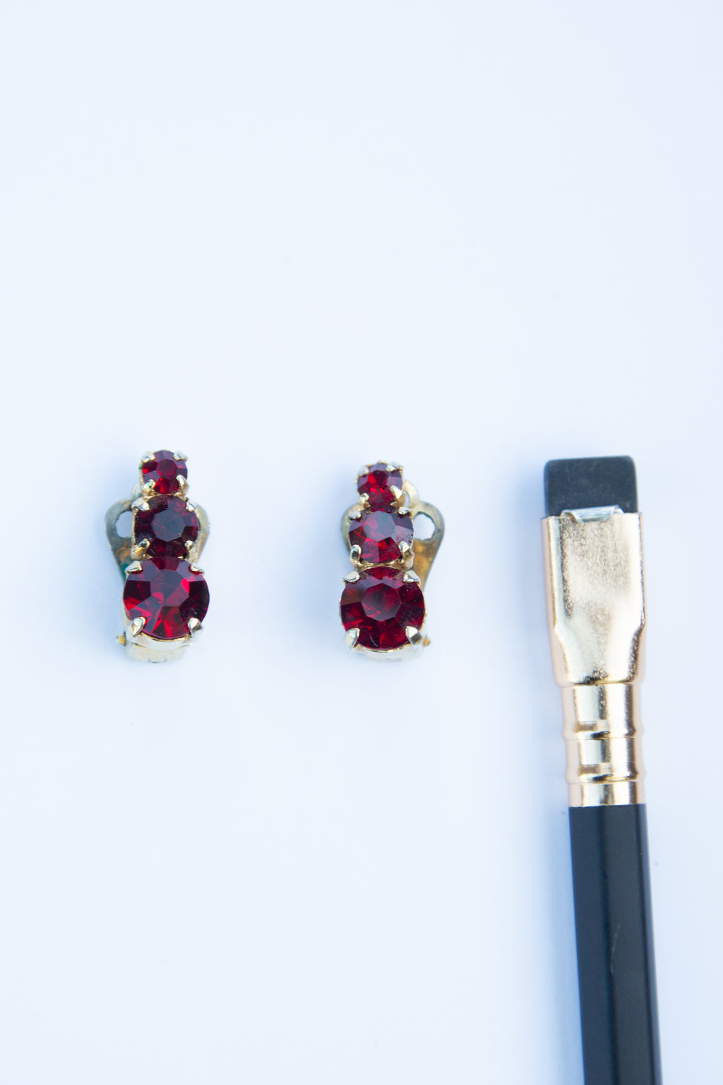 Vintage 1960s Garnet Red Crystal Earrings