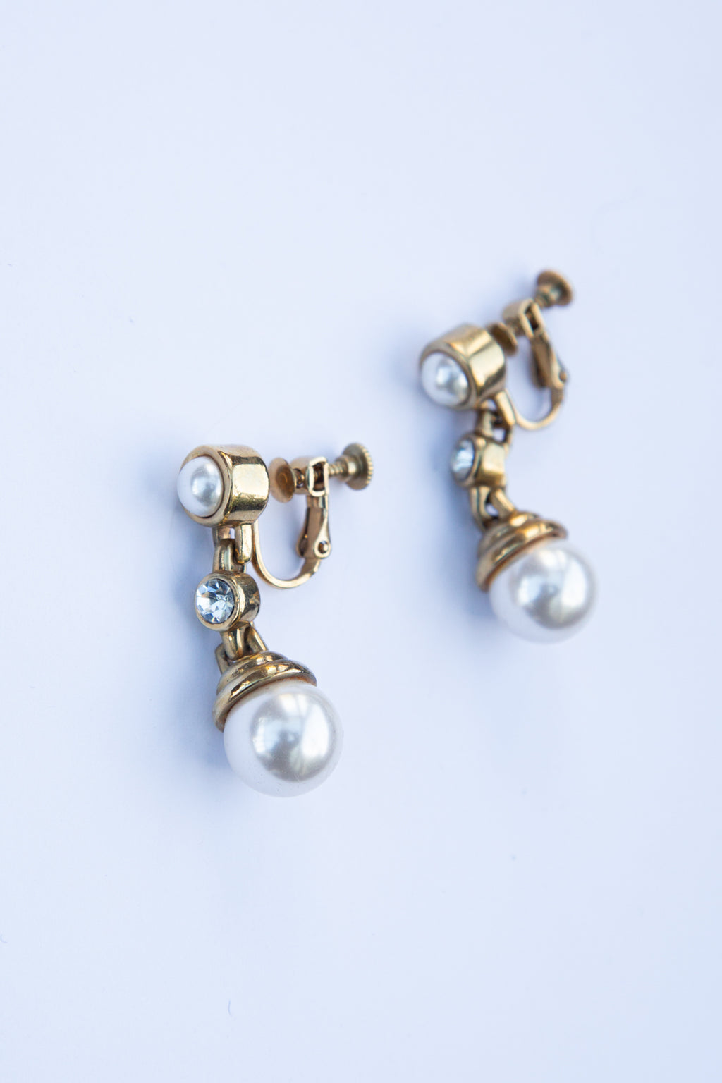 Vintage 1980s Gold Pearl Drop Earrings