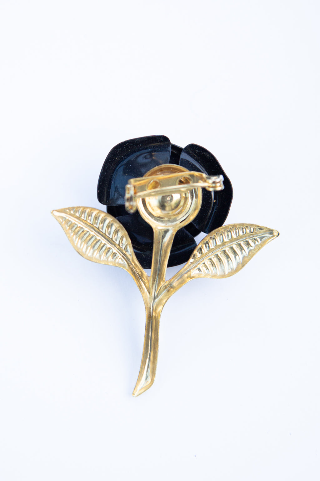Vintage 1980s Black Rose Brooch