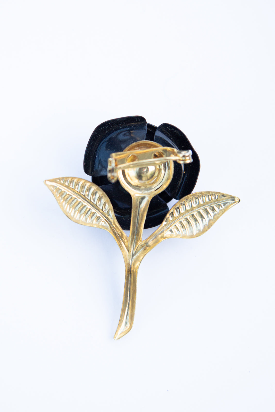 Vintage 1980s Black Rose Brooch