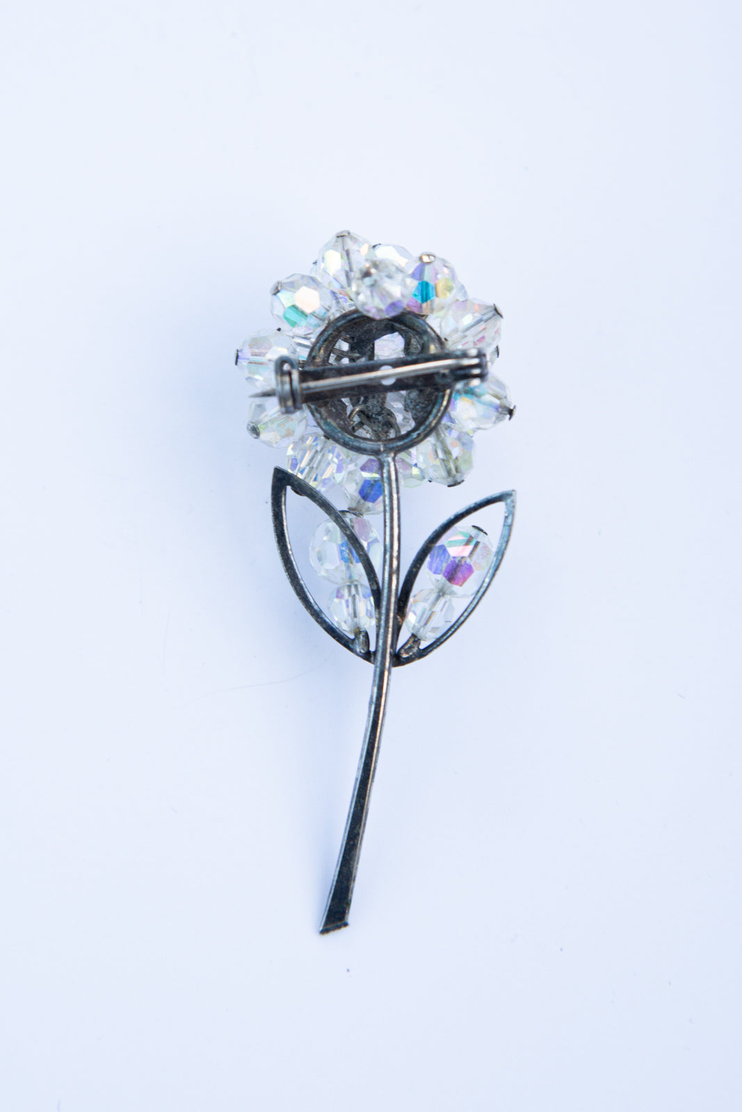 Vintage 1960s Iridescent Crystal Flower Brooch