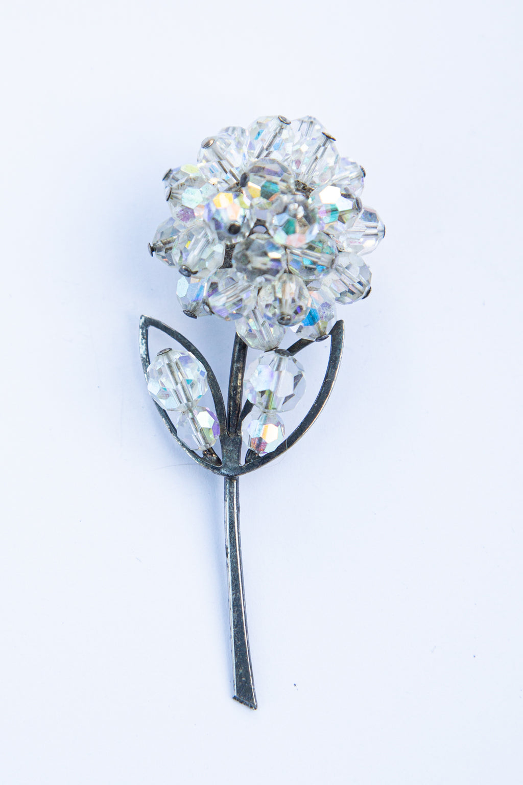 vintage crystal flower brooch