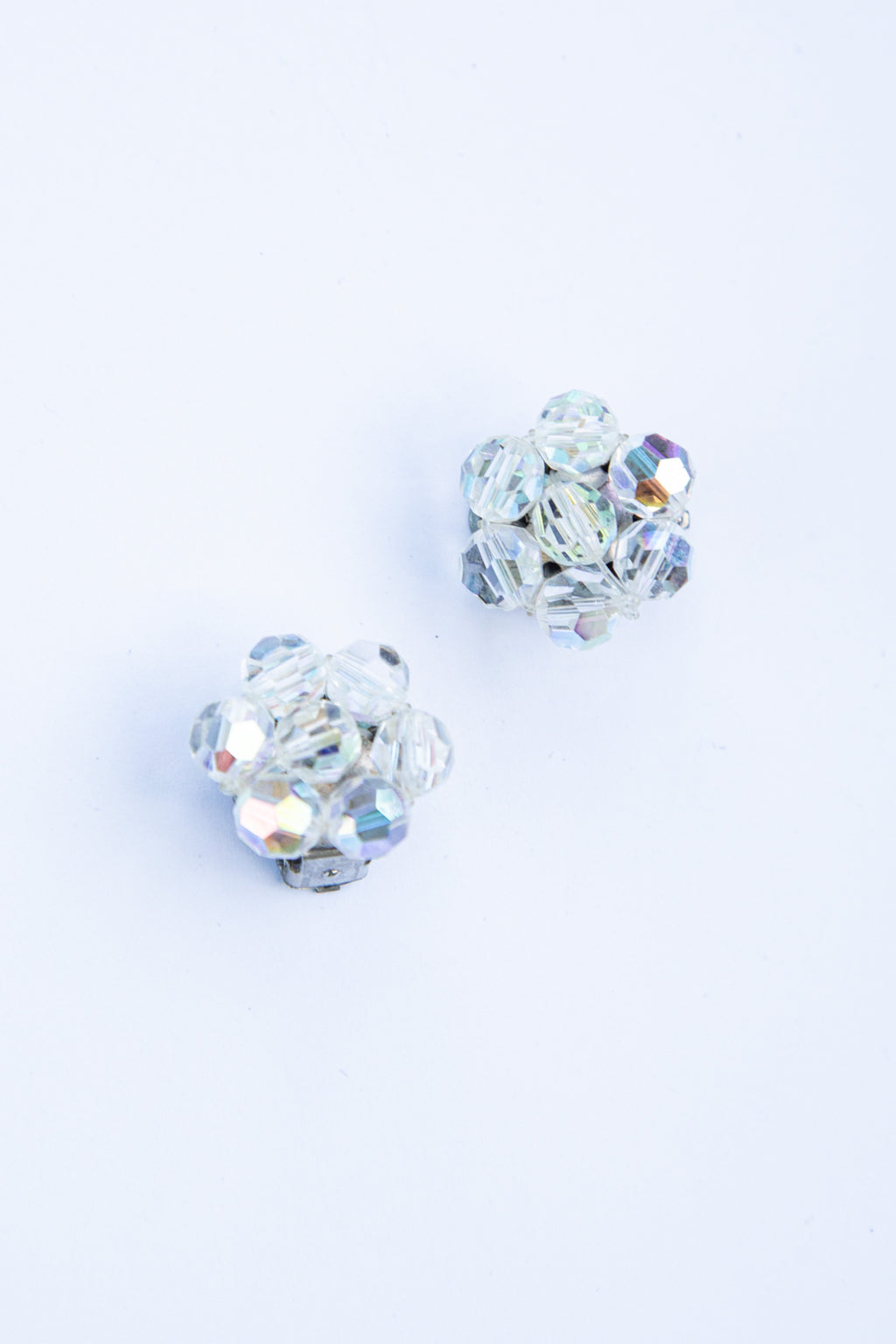 Vintage 1960s Iridescent Crystal Bead Earrings