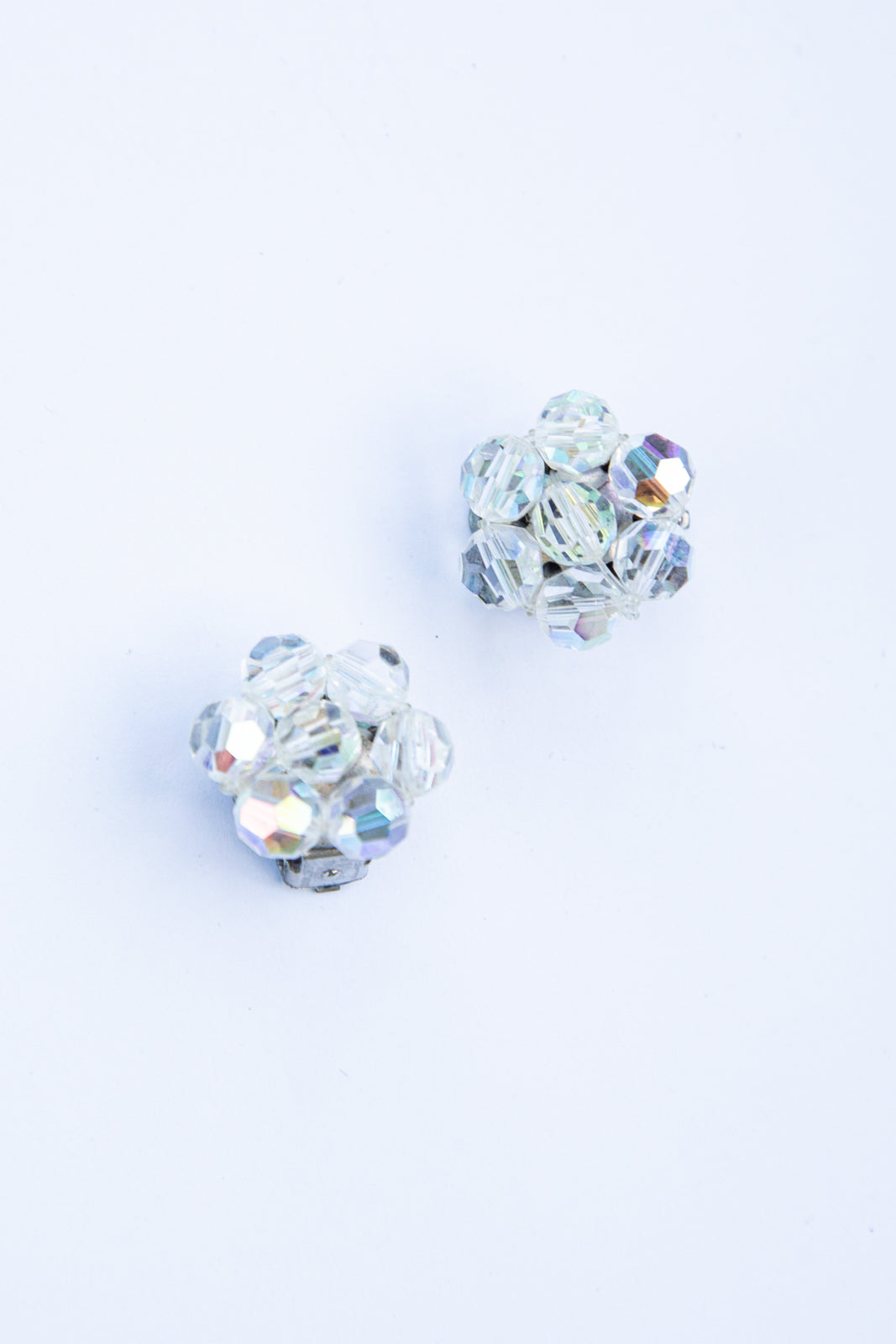 Vintage 1960s Iridescent Crystal Bead Earrings