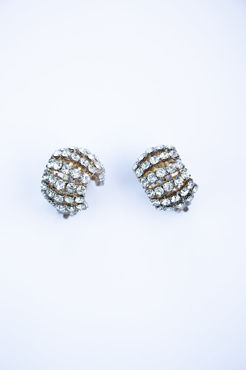 Vintage 1960s Chunky Crystal Hoop Earrings