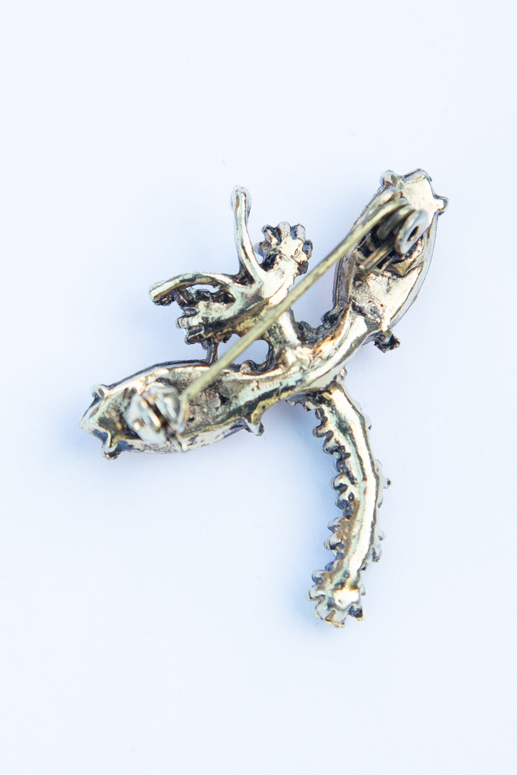 Vintage 1980s Amber Crystal Dragonfly Brooch