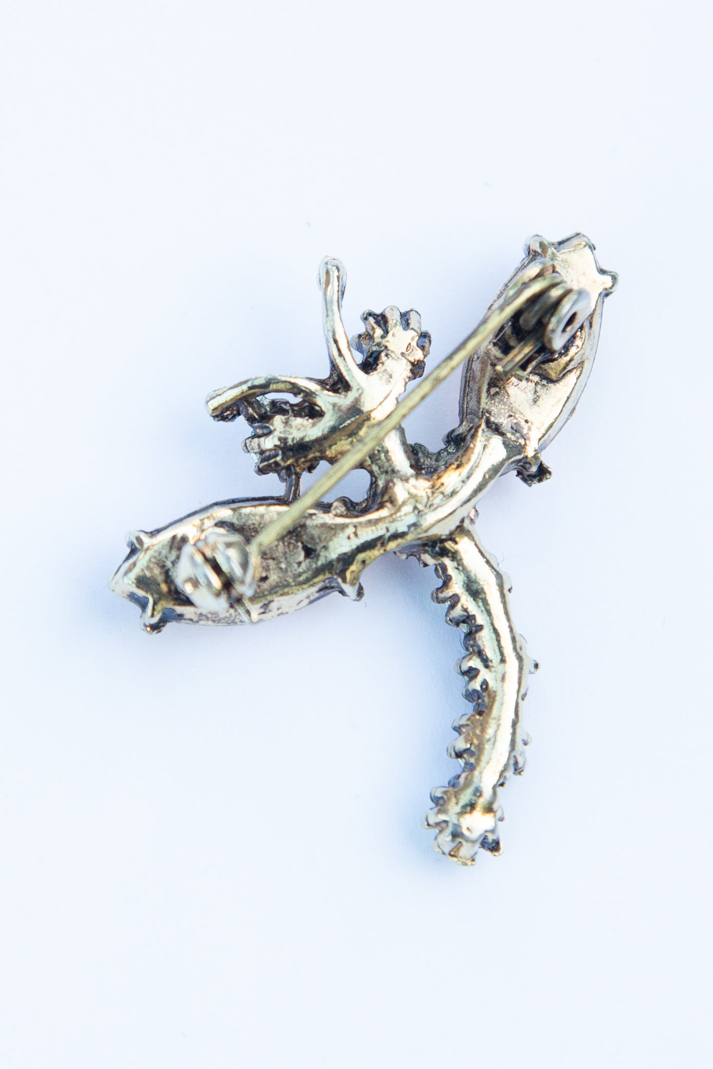 Vintage 1980s Amber Crystal Dragonfly Brooch